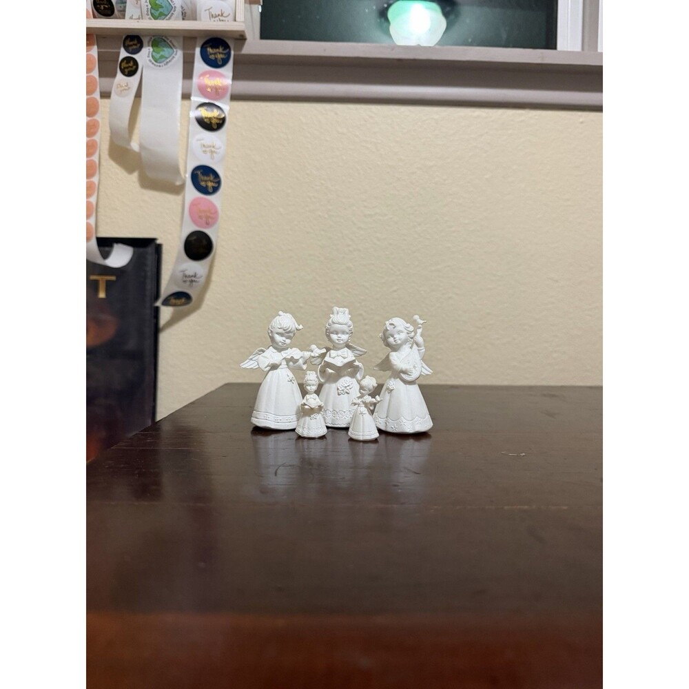 Mini Vintage Christmas Angel Figurines Set Of 5 White Unbranded